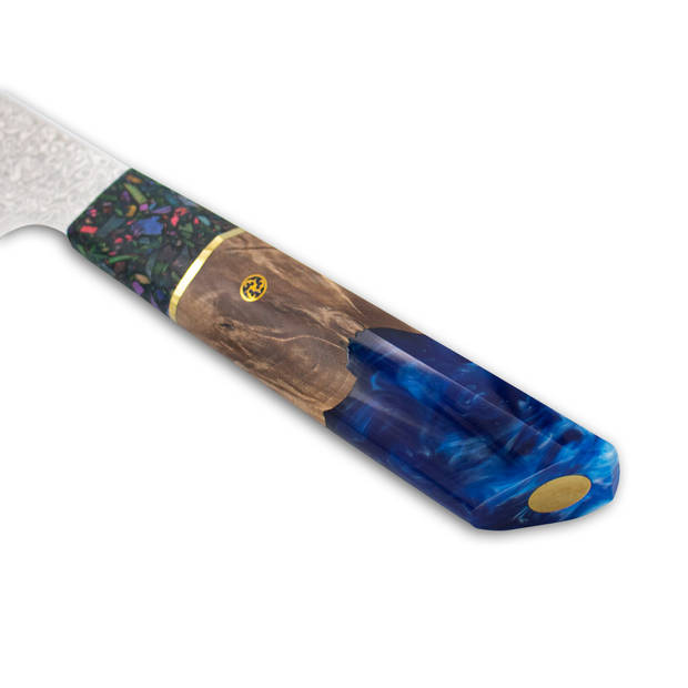 Shinrai Japan - Sapphire Epoxy Jewels Damascus Koksmes 23 cm - Special Edition