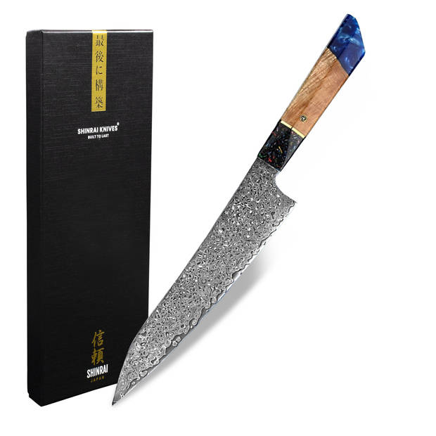 Shinrai Japan - Sapphire Epoxy Jewels Damascus Koksmes 23 cm - Special Edition