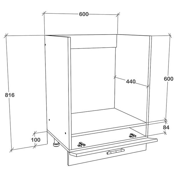 Esilo keuken onderkast 60 cm voor oven 1 deurwit.