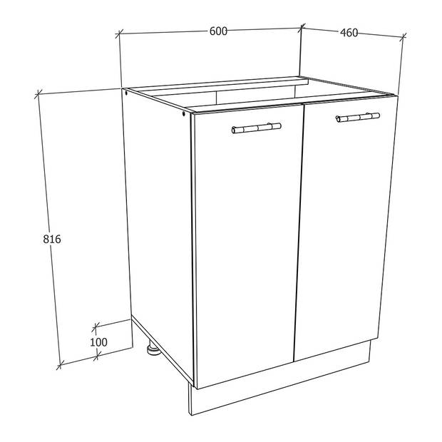 Esilo keuken onderkast 60 cm 2 deurenwit, grijs.