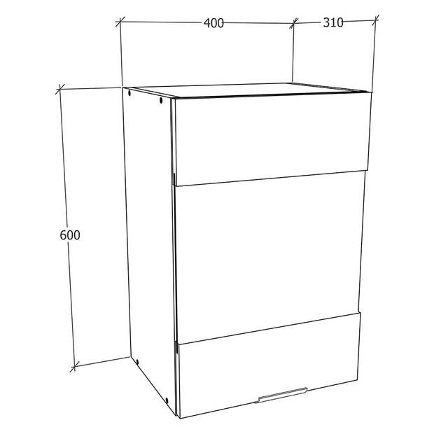 Fasola keuken bovenkastje 40 cm 1 glazen deur antracietgrijs, wit.