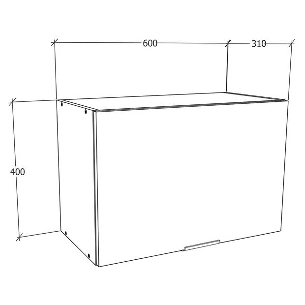 Fasola keuken bovenkastje , voor kap 60 cm 1 deur eik decor, wit.