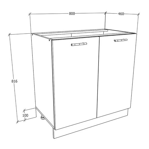 Esilo keuken onderkast 80 cm 2 deurenwit.