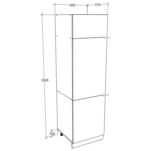 Fasola keuken hoge kast 60 cm 3 deuren wit.