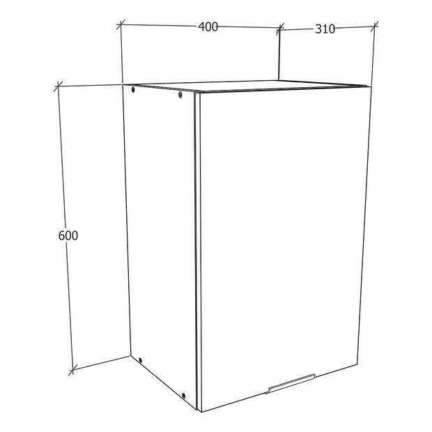 Fasola keuken bovenkastje 40 cm 1 deur antracietgrijs, wit.