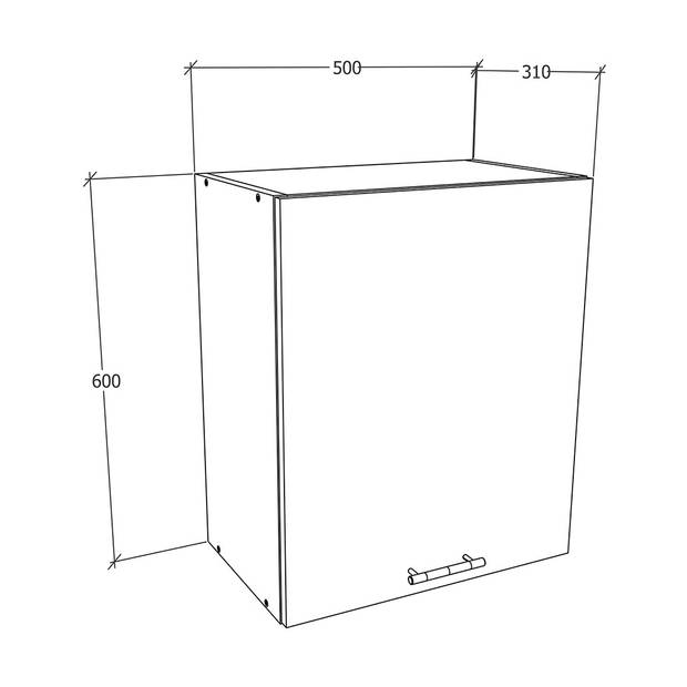 Esilo keuken bovenkastje 50 cm 1 deurwit.