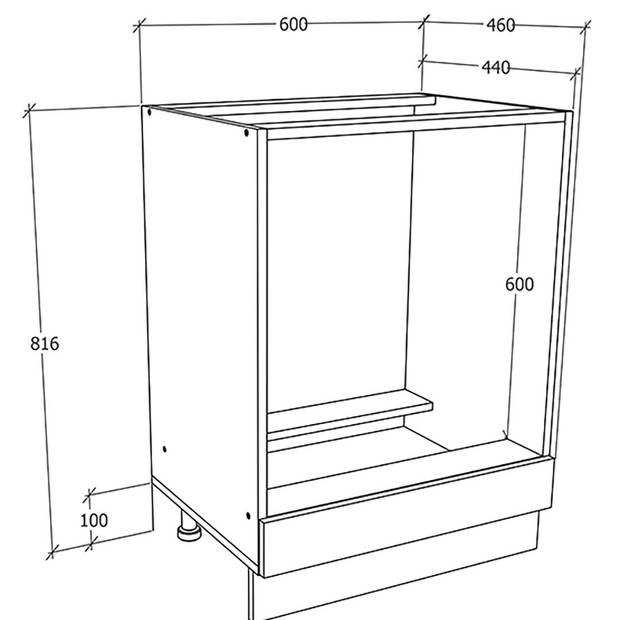 Esilo keuken onderkast 60 cm voor ovenwit, eik decor.