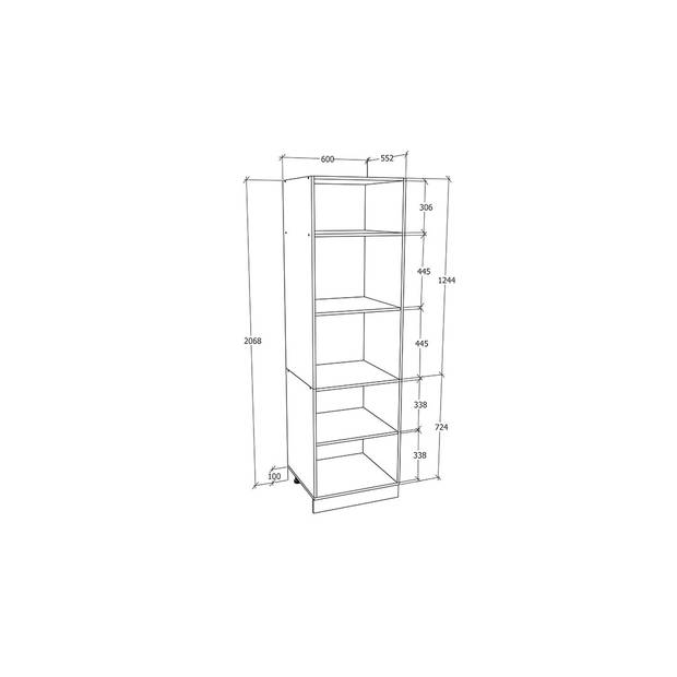 Esilo keuken hoge kast 60 cm wit, eik decor.