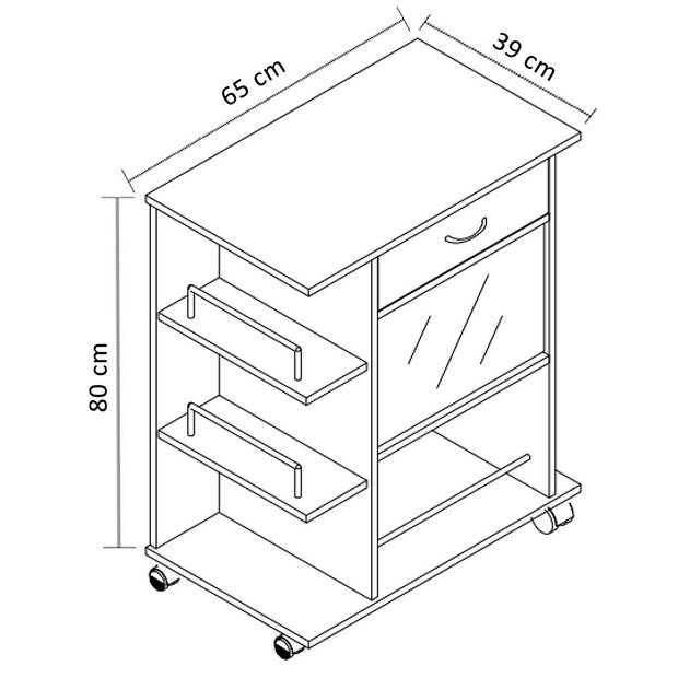 Pocis keukenmodule op wielen beuk decor.