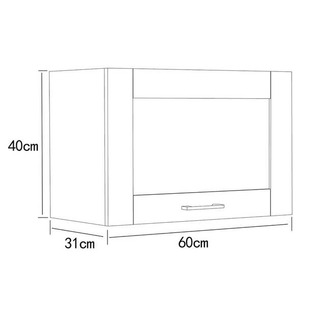 Colura keuken bovenkastje til emhætte 60 cm 1 deur antracietgrijs, wit.