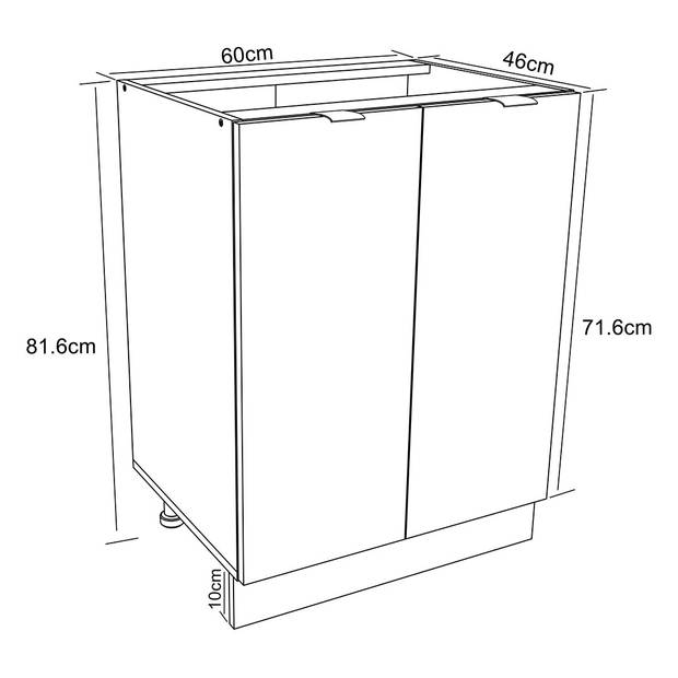 Fasola keuken onderkast 60 cm 2 deuren wit.