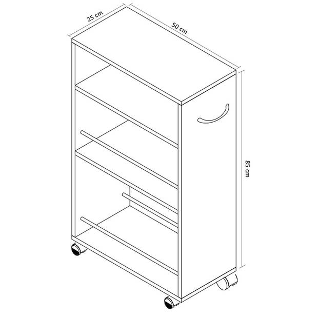 Tusal keukenmodule op wielen wit.