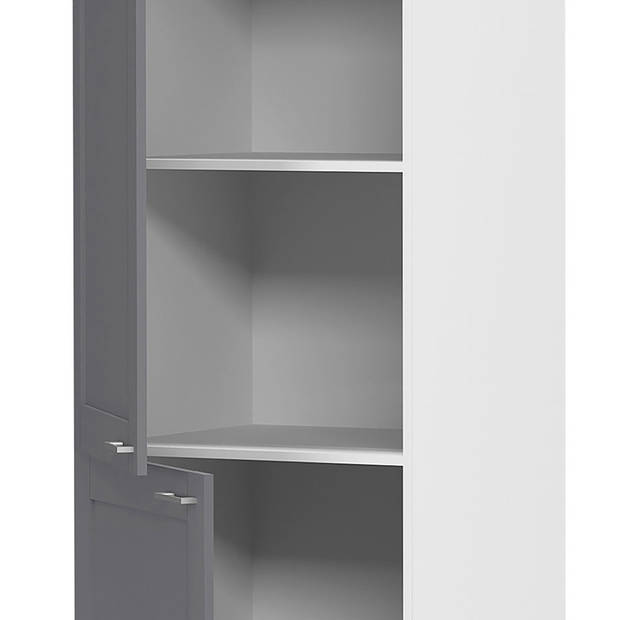 Colura keuken hoge kast 60 cm 3 deuren antracietgrijs, wit.