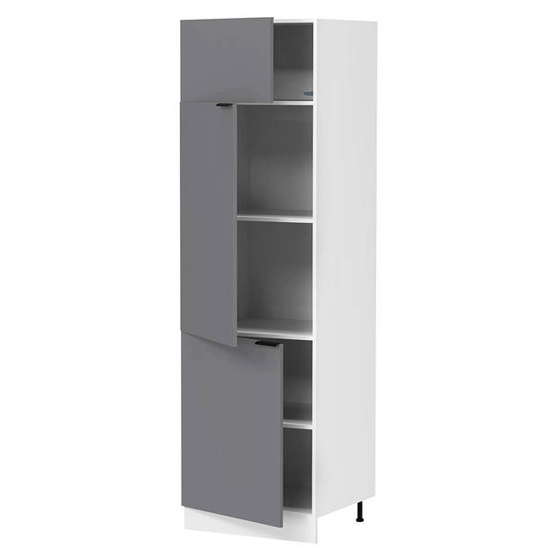 Fasola keuken hoge kast 60 cm 3 deuren antracietgrijs, wit.