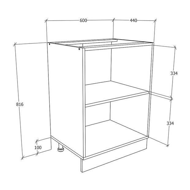 Esilo keuken onderkast 60 cm 2 deurenwit.