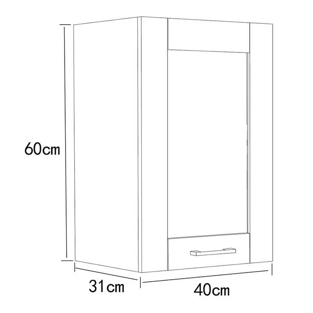 Colura keuken bovenkastje 40 cm 1 deur antracietgrijs, wit.