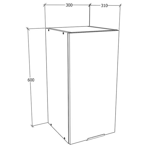 Fasola keuken bovenkastje 30 cm 1 deur antracietgrijs, wit.