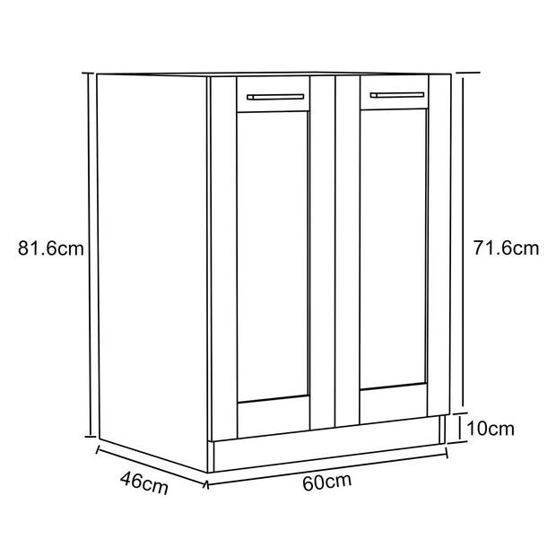 Colura keuken onderkast 60 cm 2 deuren antracietgrijs, wit.