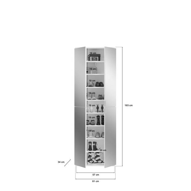 ProjektX garderobe opstelling 9 deuren, 1 lade wit.