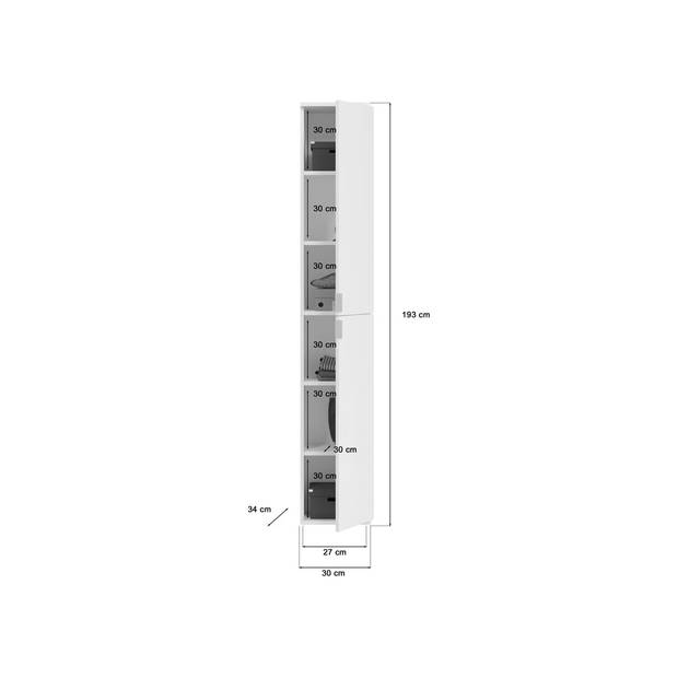 ProjektX garderobe opstelling 7 deuren, 1 lade wit.