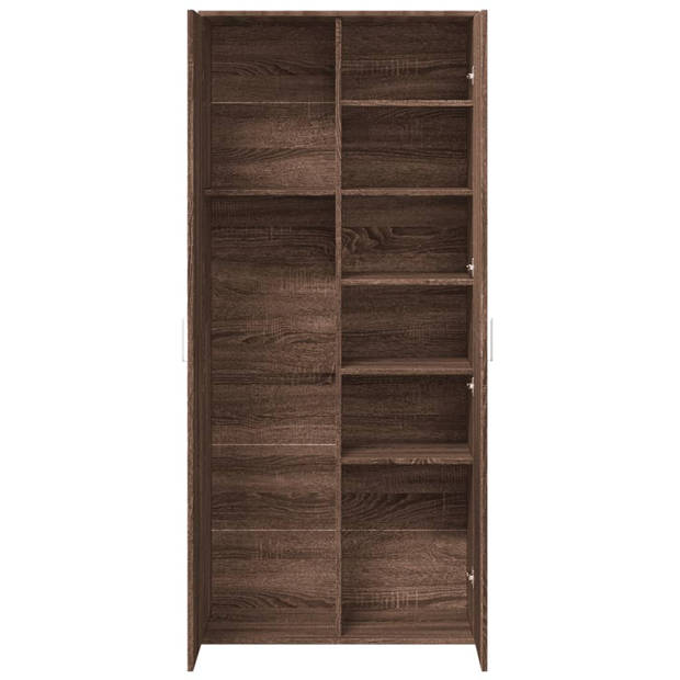 vidaXL Hoge kast 80x35x180 cm bewerkt hout bruin eikenkleurig