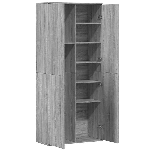 vidaXL Hoge kast 80x35x180 cm bewerkt hout grijs sonoma eikenkleurig