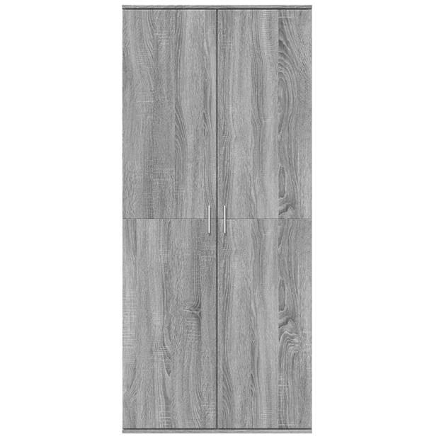 vidaXL Hoge kast 80x35x180 cm bewerkt hout grijs sonoma eikenkleurig