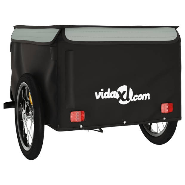vidaXL Fietstrailer 45 kg ijzer zwart en grijs