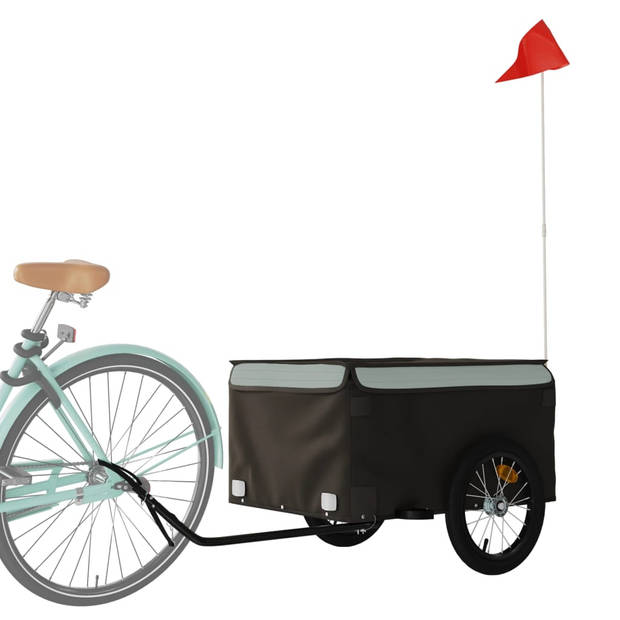 vidaXL Fietstrailer 45 kg ijzer zwart en grijs