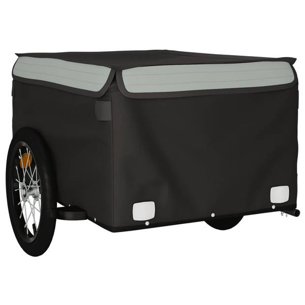 vidaXL Fietstrailer 45 kg ijzer zwart en grijs