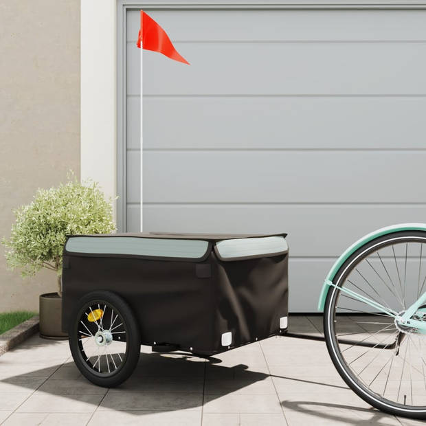 vidaXL Fietstrailer 45 kg ijzer zwart en grijs