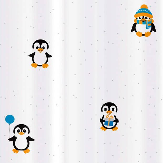 Tatkraft Funny Penguins - Douchegordijn 180x180cm - Antischimmel