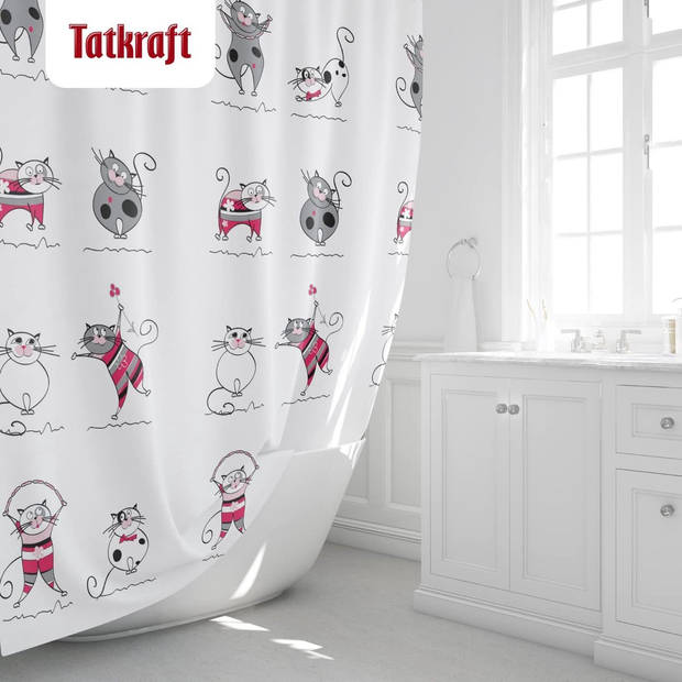 Tatkraft Funny Cats - Douchegordijn 180x180cm - Antischimmel