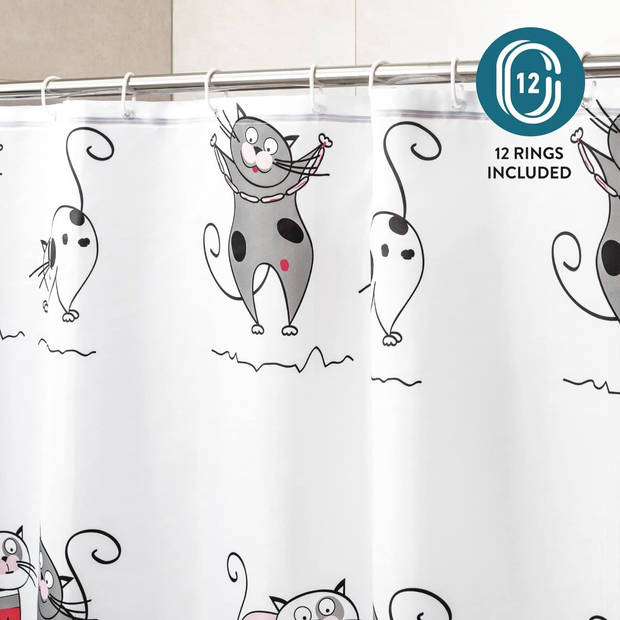 Tatkraft Funny Cats - Douchegordijn 180x180cm - Antischimmel