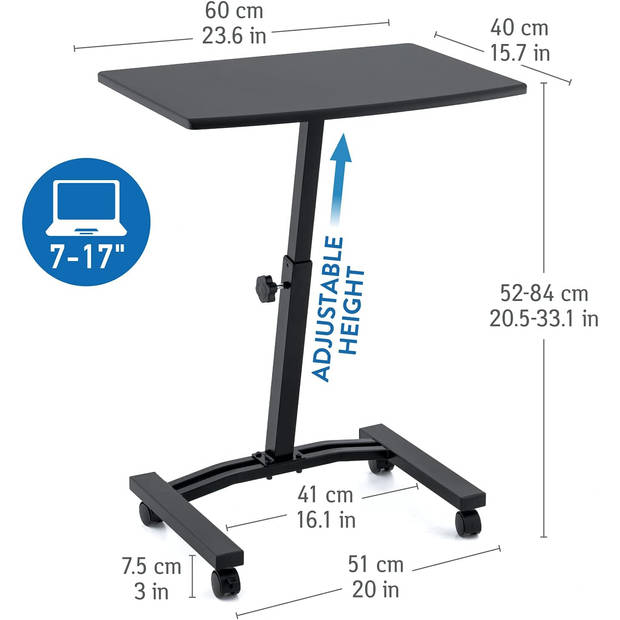 Tatkraft DREAM - Laptopstandaard/Bureau - In hoogte verstelbaar 52-84cm