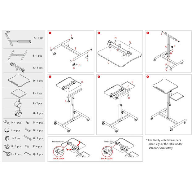 Tatkraft VANESSA - Laptopstandaard/Bureau - In hoogte verstelbaar 71-103.5cm