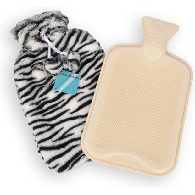 Warme Schattige Dieren Kruik met Hoes voor Kinderen - 1.75L - Zebra Print - Max. 40 Graden - 33x20x1.5 cm