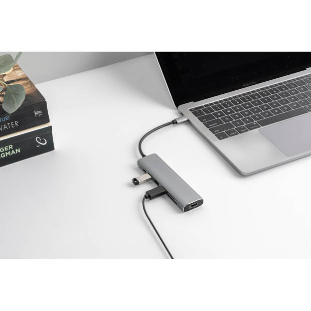 Universele Aluminium USB-C splitter - 7 in 1 - Space Grey