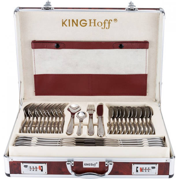 KINGHOFF 3561 - luxe bestekset koffer - 72 delig - 12 persoons - Modern bestek