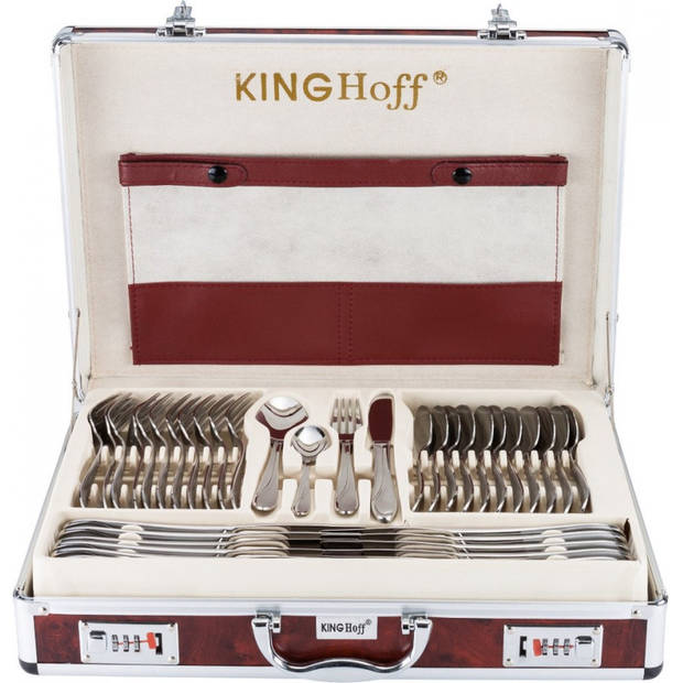 KINGHOFF 3554 - luxe bestekset koffer - 72 delig - 12 persoons - Modern bestek