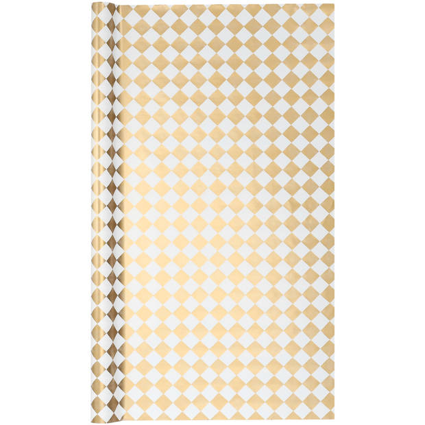 Cadeaupapier ruit goud 70X200 60Gr