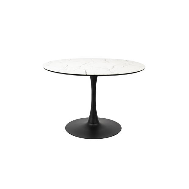 Housecraft Maru Eettafel Marmerlook Rond 110 cm Wit