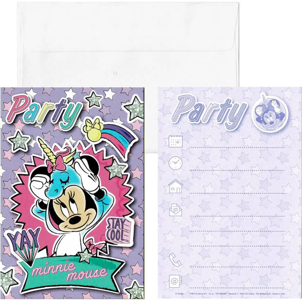 Disney Uitnodiging Met Envelop Minnie Mouse 14,5 Cm 5 Stuks