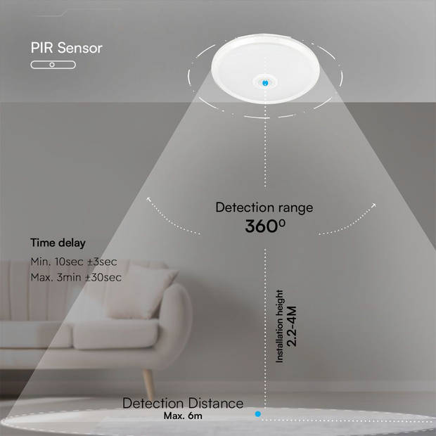 V-TAC VT-13CCT LED-plafonniere - PIR-plafonniere - Samsung - IP20 - Wit - 12 Watt - 900 Lumen - 3IN1 - 5 Jaar