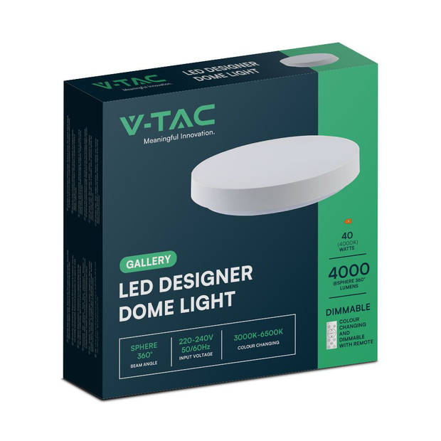 V-TAC VT-8563 Design plafondlampen - Kleurwisselende afstandsbediening - IP20 - 40 Watt - 4000 Lumen - 3IN1 - Modelnr: