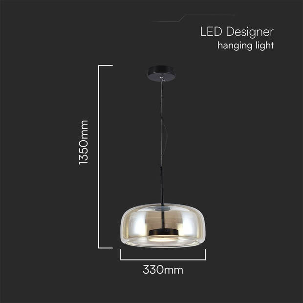 V-TAC VT-7988 Designer plafondlampen - Designer hanglampen - IP20 - Amber - 6 Watt - 750 Lumen - 3000K - Modelnr: -