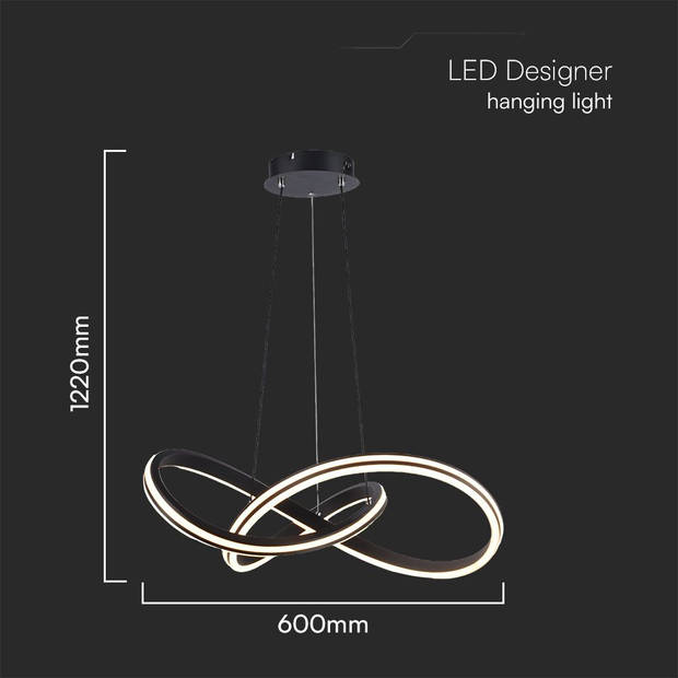 V-TAC VT-7983 Design plafondlampen - Design hanglampen - IP20 - Zwart - 40 Watt - 4800 Lumen - 3IN1 - Modelnr: -