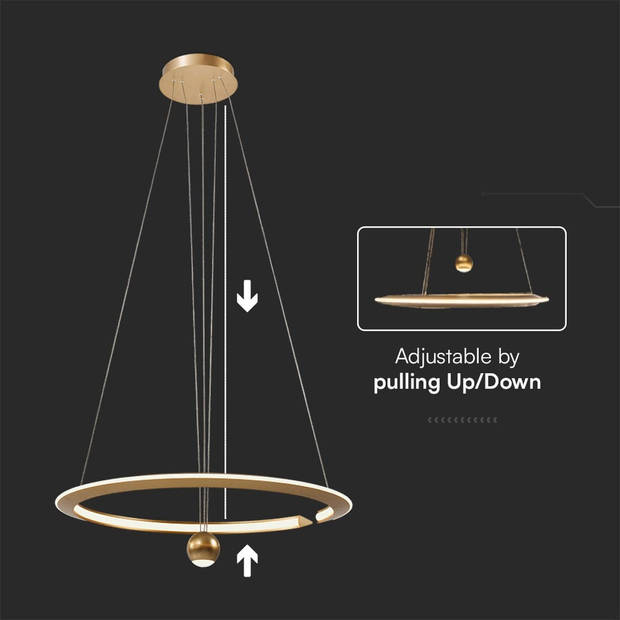 V-TAC VT-10126 Designer plafondlampen - Designer hanglampen - IP20 - Goud borstel - 45 Watt - 5500 Lumen - 4000K