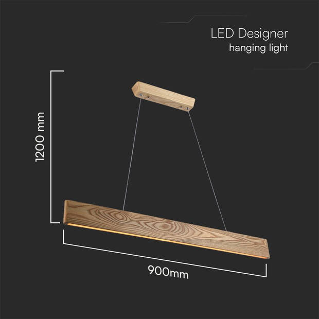 V-TAC VT-7975 Design plafondlampen - Design hanglampen - IP20 - Hout - 10 Watt - 1250 Lumen - 3000K