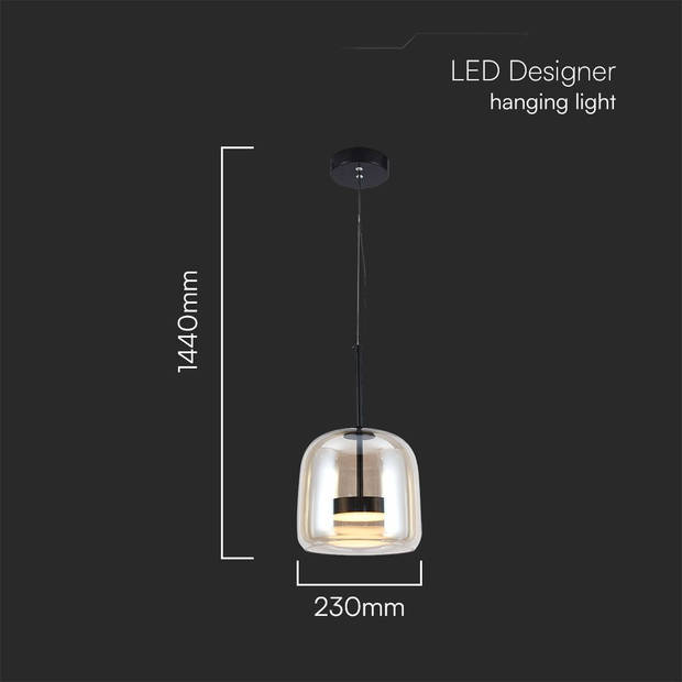 V-TAC VT-7989 Designer plafondlampen - Designer hanglampen - IP20 - Amber - 6 Watt - 750 Lumen - 3000K - Modelnr: -